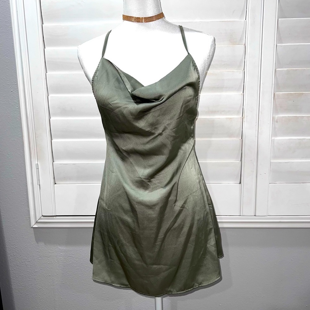 Jade Satin Cowl Mini